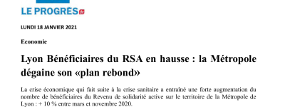 Lyon Bénéficiaire Du RSA En Hausse : La Métropole Dégaine Son « plan Rebond » – LE PROGRÈS